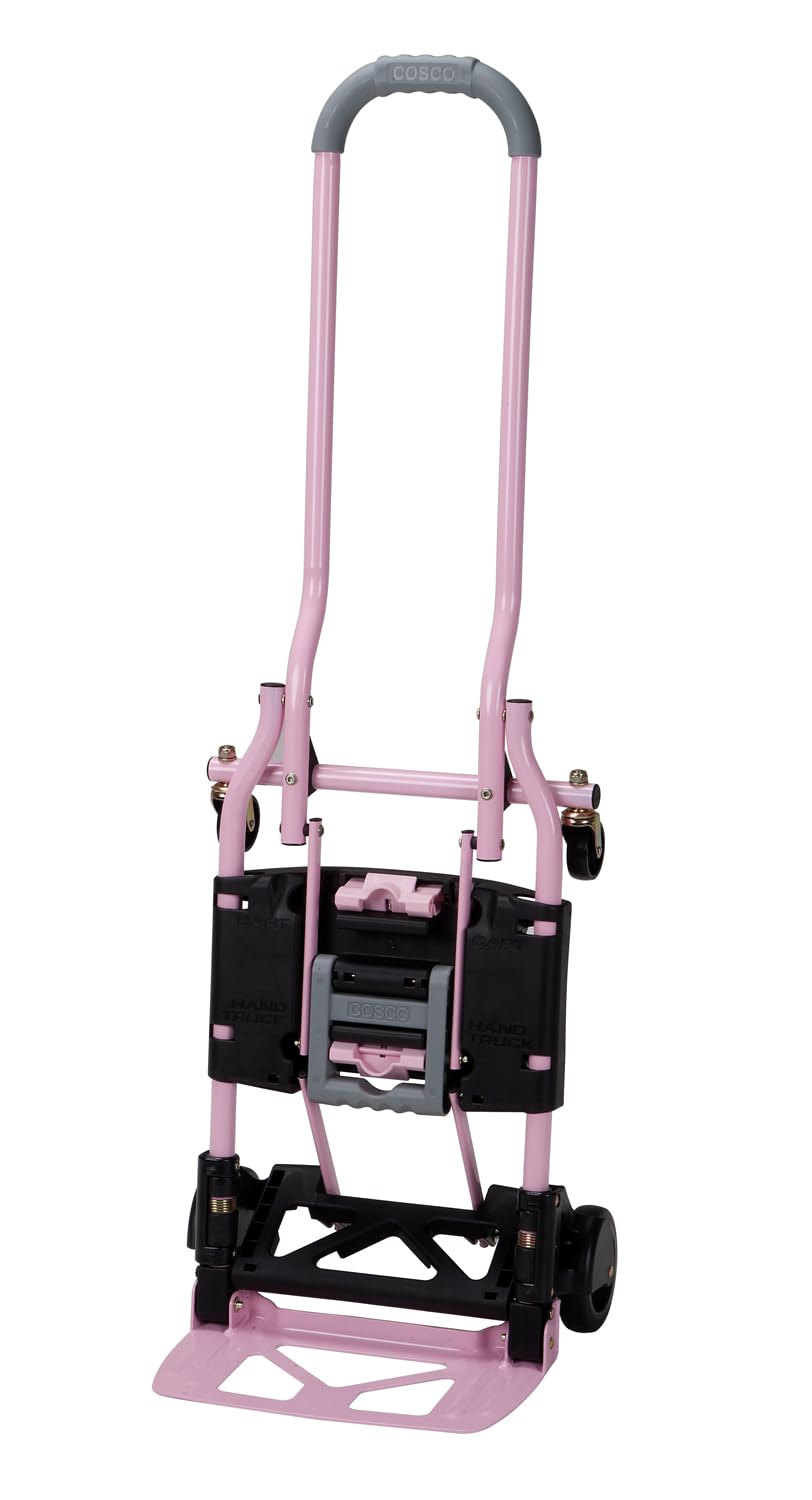 COSCO Shifter Multi-Position Folding Hand Truck and Cart, 300 lb. Weight Capacity, Pink