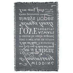 Dicksons Wedding Anniversary 1 Corinthians 13 White 48 x 68 All Cotton Tapestry Throw Blanket