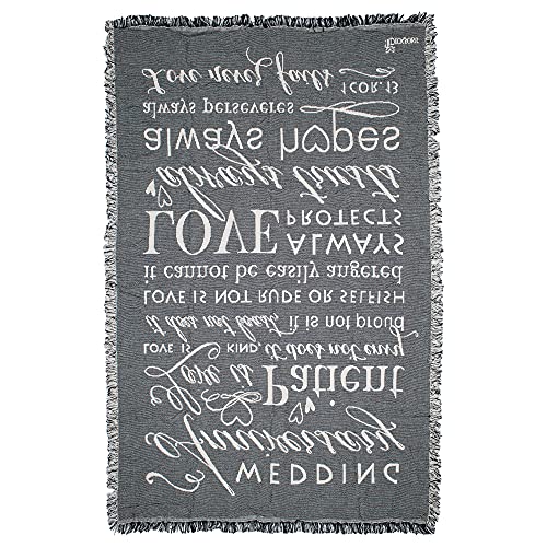 Dicksons Wedding Anniversary 1 Corinthians 13 White 48 x 68 All Cotton Tapestry Throw Blanket