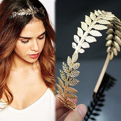 SALOCY Headbands Leaf Branch Bridal Hair Crown Head (Gold)