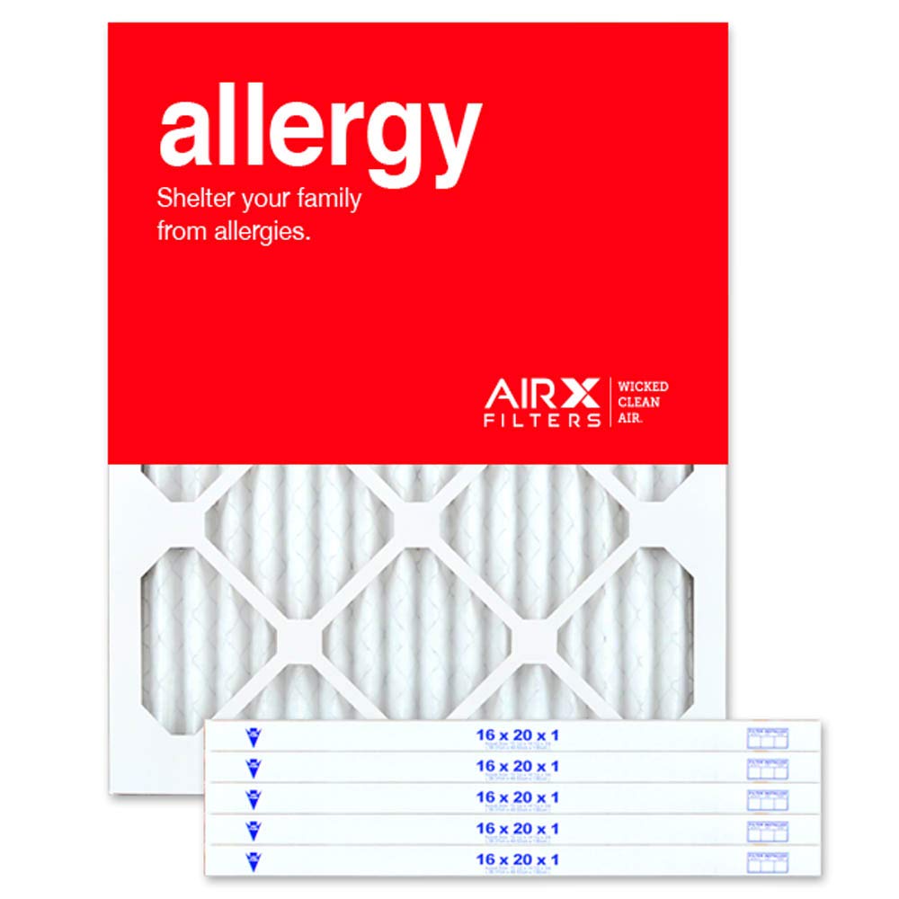 AIRx ALLERGY 16x20x1 MERV 11 Pleated Air Filter - Made in the USA - Box of 6