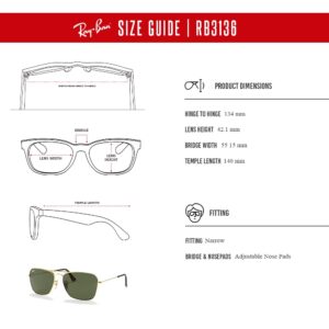 Ray Ban RB3136 CARAVAN Sunglasses For Men For Women, Gold/Dark Green, 55 mm