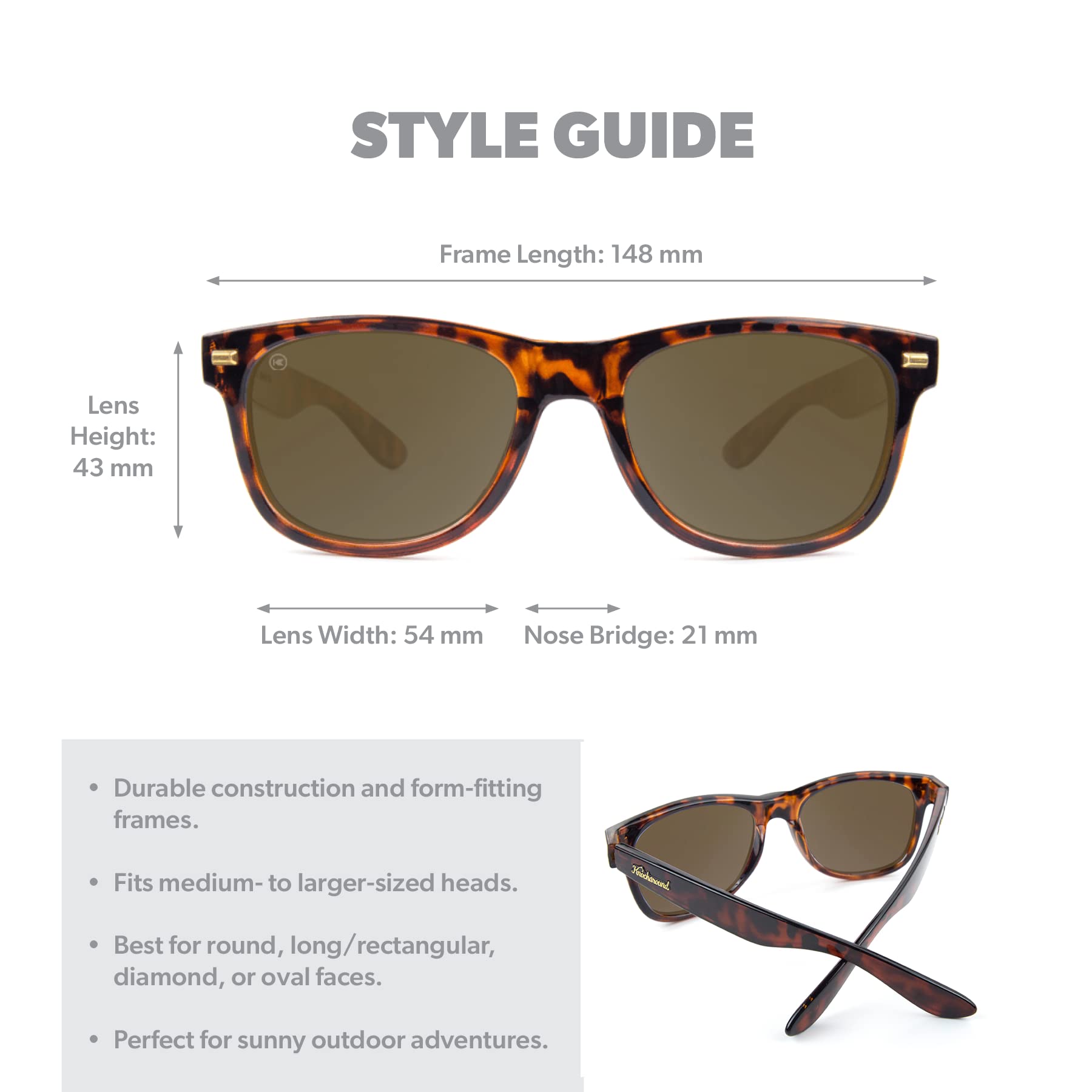 Knockaround Fort Knocks Polarized Sunglasses for Men & Women - Impact Resistant Lenses & Full UV400 Protection, Glossy Tortoise Shell Frames/Brown Lenses'