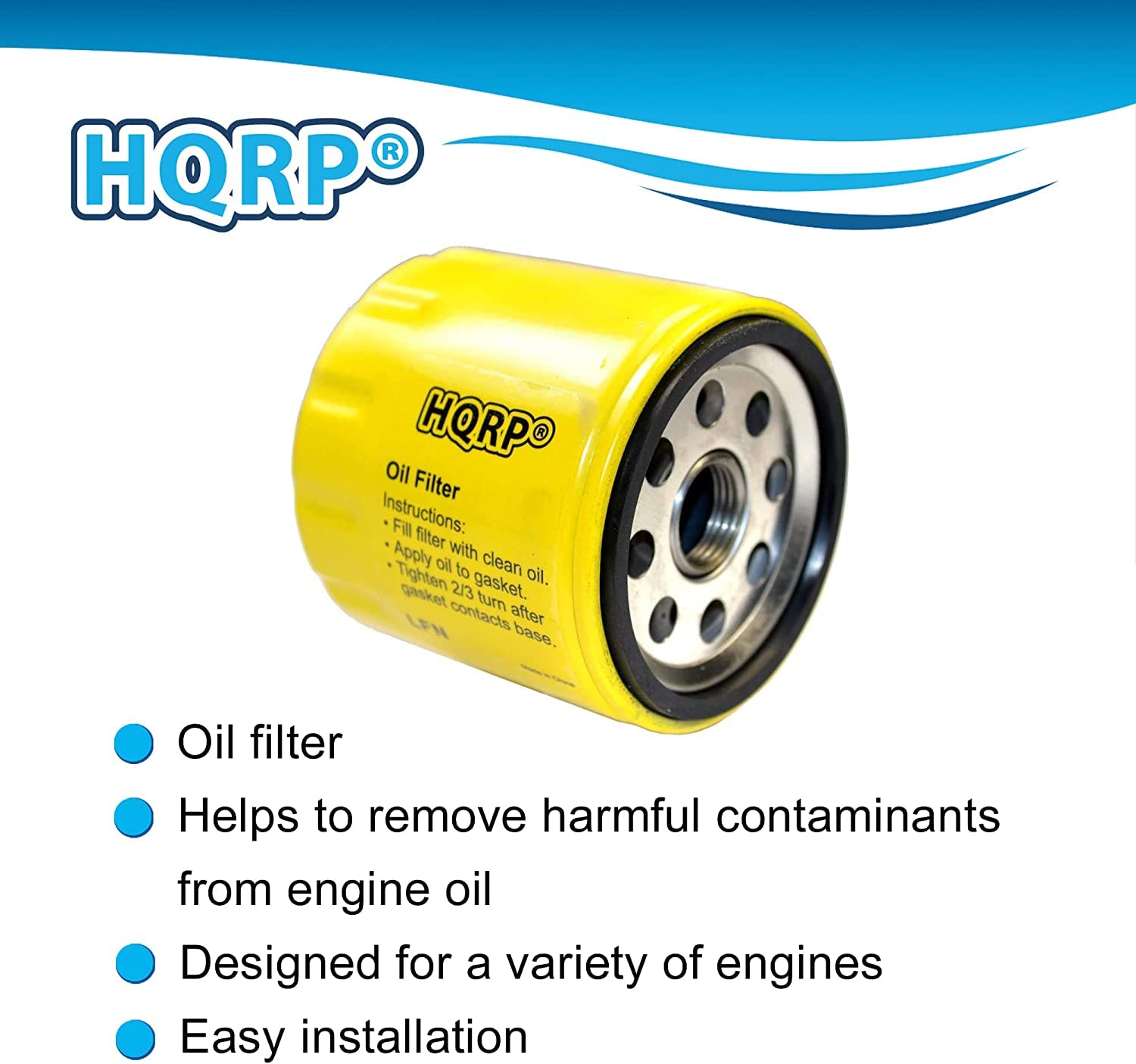 HQRP Oil Filter compatible with John Deere AM101207 / Onan 122-0645 / Toro NN10147 / Craftsman 5205002 / Gravely 042366 / OREGON 83-283 / WOODS 70939 Replacement