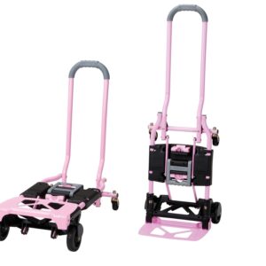 COSCO Shifter Multi-Position Folding Hand Truck and Cart, 300 lb. Weight Capacity, Pink