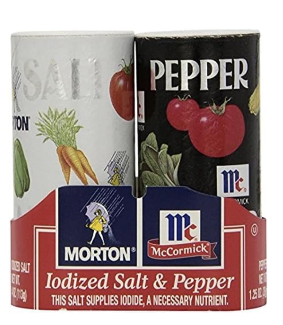 Morton's 4 oz. Salt and Mccormick 1.25 oz. Pepper Shakers 2 Bundles