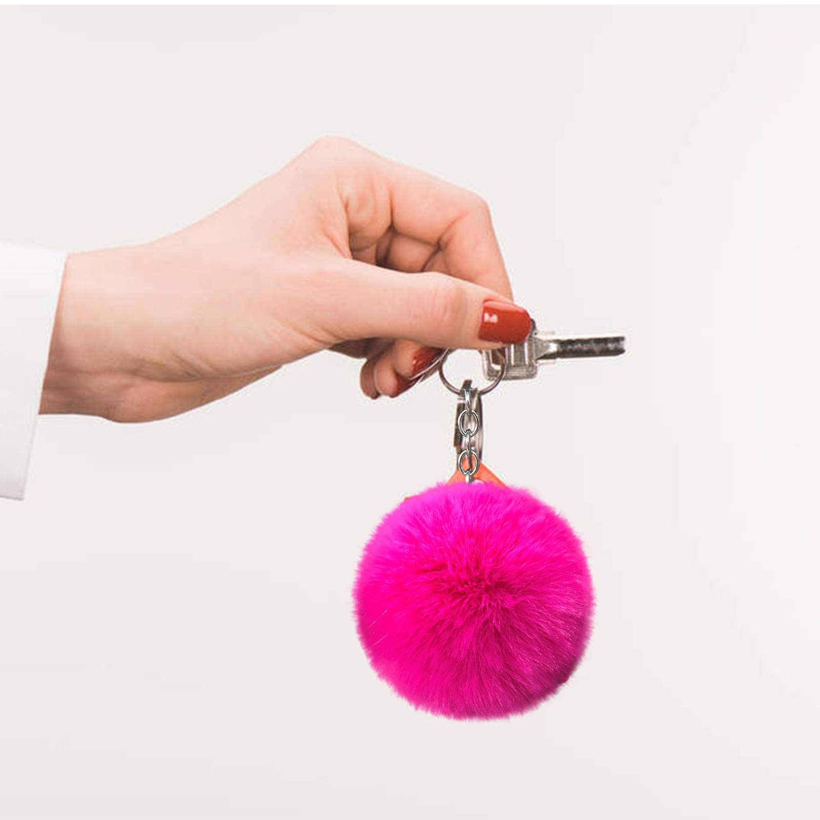 Cityelf Cute Faux Rabbit Fur Ball Pom Pom Keychain Car Key Ring Handbag Tote Bag Pendant Purse Charm (Rose)