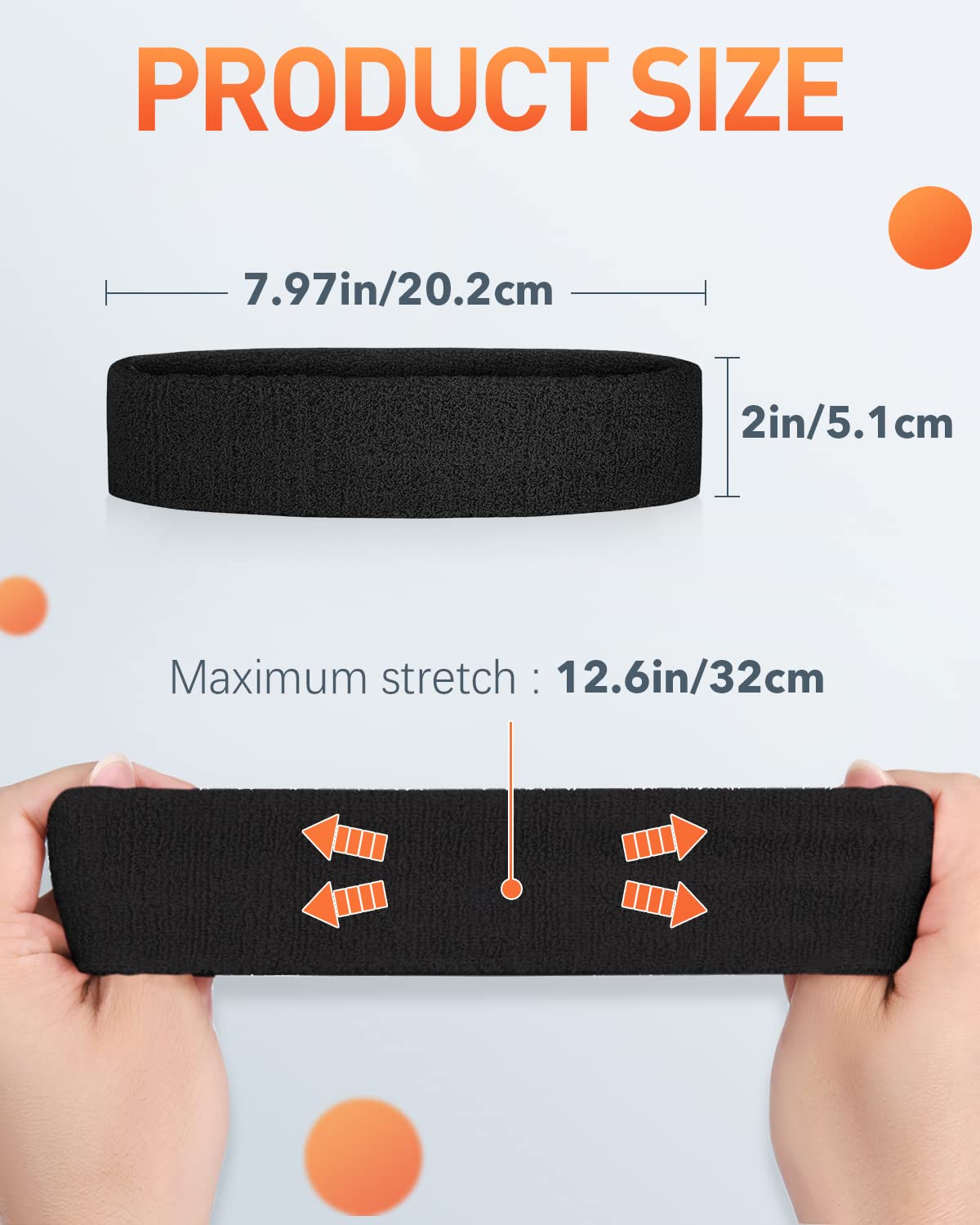 Tanluhu Sweatbands Sport Headbands for Working Out, Execise, Tennis, Basketball, Running - Terry Cloth Athletic Sweat Cotton Headband Outdoor for Men & Women