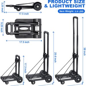 ROYI Folding Hand Truck,290lbs Heavy Duty Luggage Cart with Elastic Bungee Rope,4 Wheels Solid Construction Fold Up Dolly Compact Lightweight Utility Cart for Luggage Travel Shopping Moving Office Use