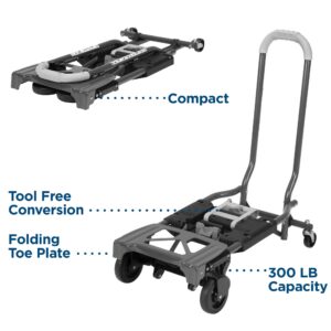 COSCO Shifter Multi-Position Folding Hand Truck and Cart, 300 lb. Weight Capacity, Pink