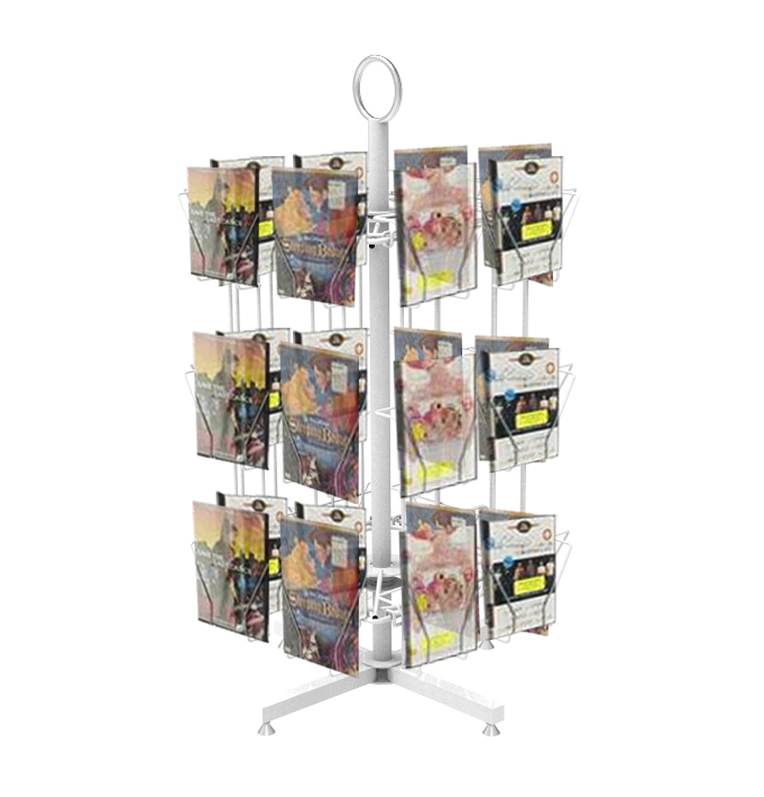 FixtureDisplays® 24 Pocket 5X7 Greeting Card Rack Post Card Birthday Christmas Holiday Display Rack Stand Countertop Tabletop Spinner Rack 15128-WHITE