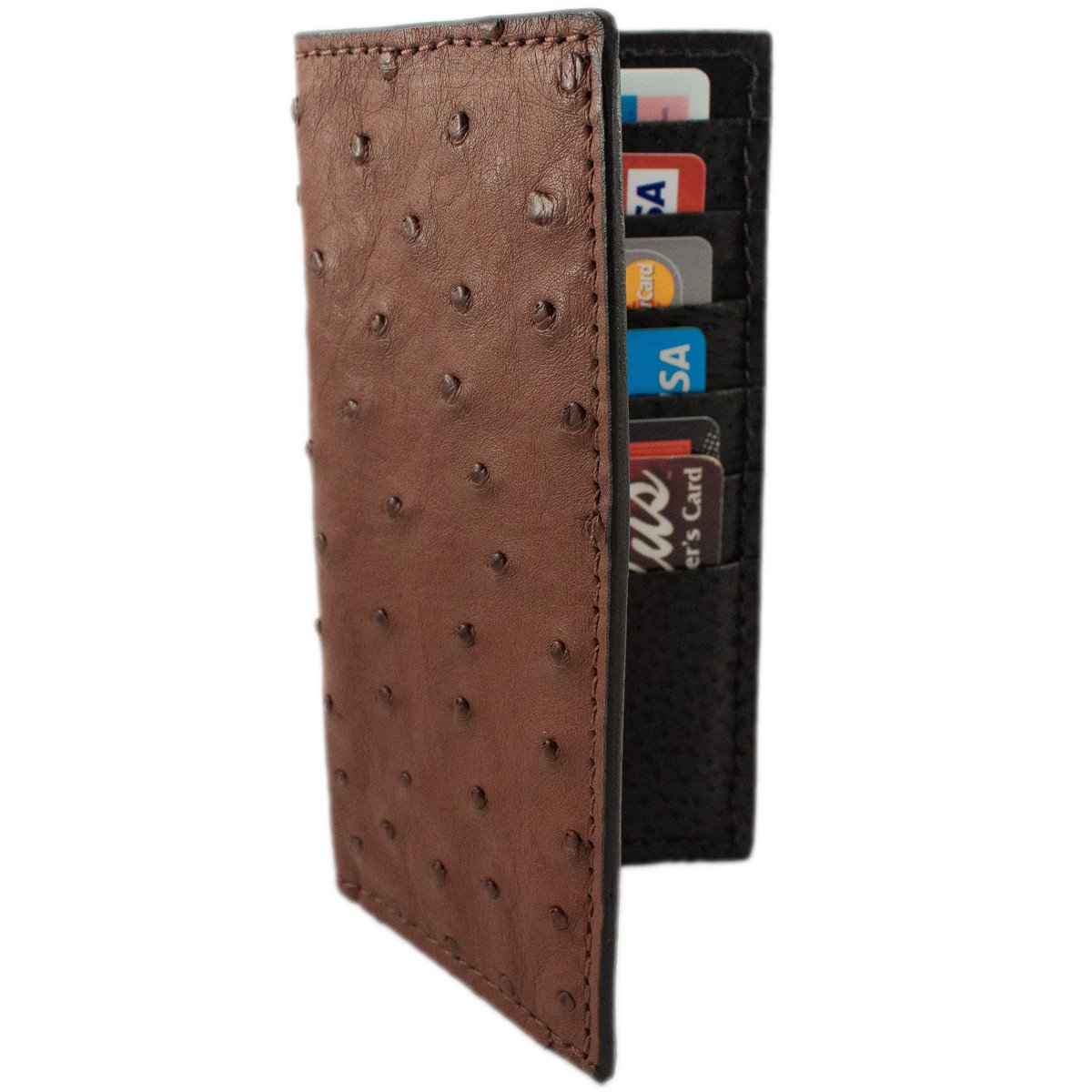 Brown Ostrich Skin Rodeo Checkbook Wallet