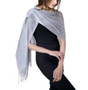 missshorthair women's sparkle shawls and wraps for party dresses 01metallic silver gray