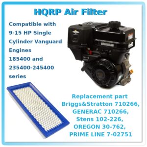 HQRP Flat Filter Cartridge (2-Pack) compatible with Briggs&Stratton 710266 Replacement fits 9-15 HP Single Cylinder Vanguard Engines