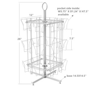 FixtureDisplays® 24 Pocket 5X7 Greeting Card Rack Post Card Birthday Christmas Holiday Display Rack Stand Countertop Tabletop Spinner Rack 15128-WHITE