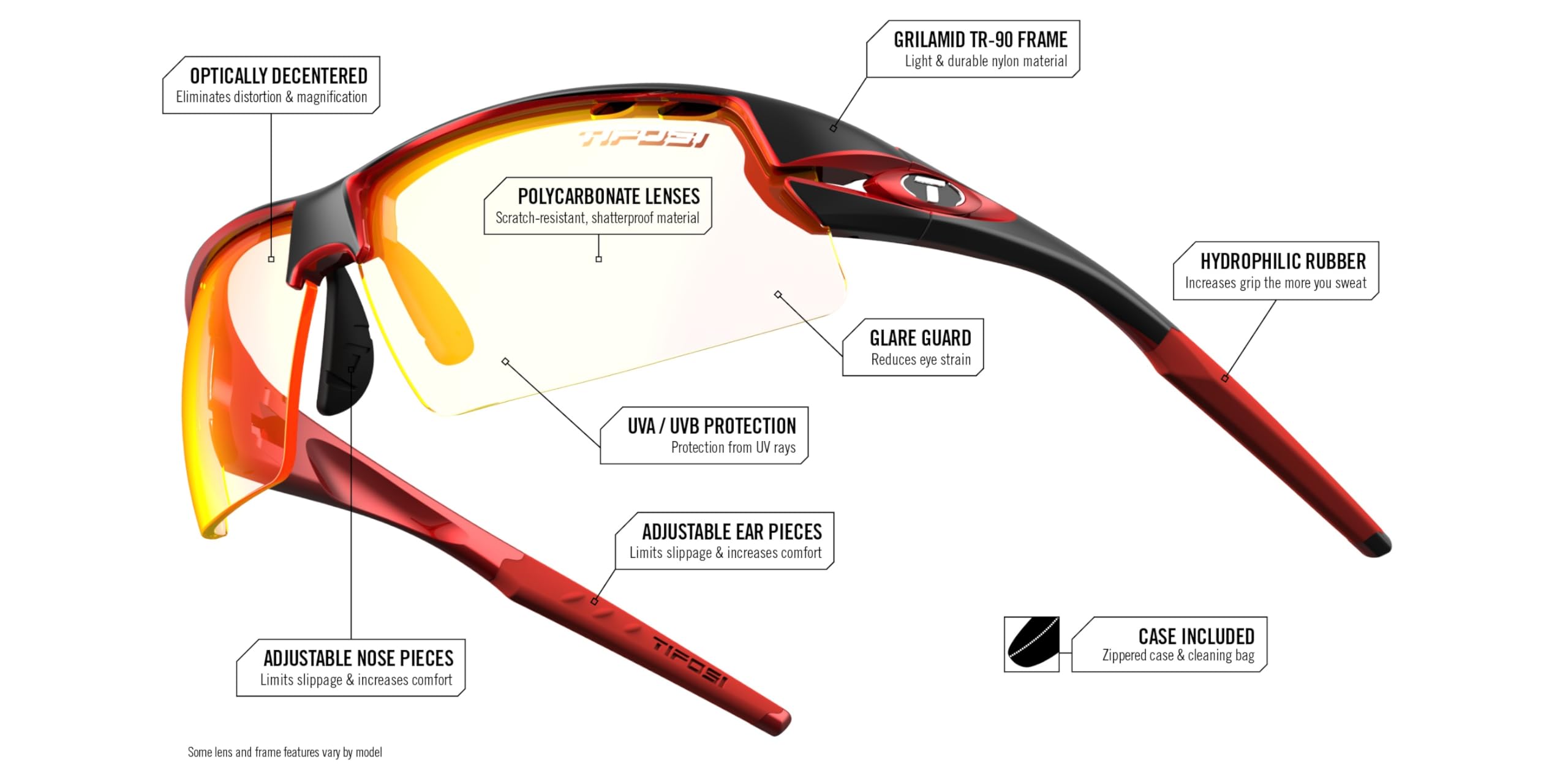 Tifosi Crit Sunglasses, Crystal Black with Light Night Fototec lenses