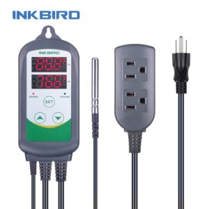 Inkbird Combination Humidity Controller IHC200 Temperature Controller ITC308 Stage Pre Wired AC Dual Stage Outlet Thermostat Humidistat Cooling Heating Humidifier Dehumidifier