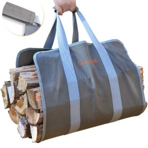 galafire wood carrier for firewood with handles, foldable 16oz canvas firewood sling bag, premium quality heavy log tote firewood tote