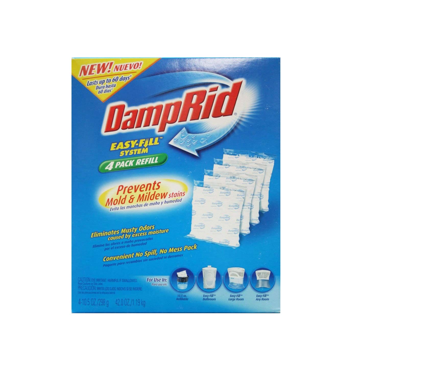 DampRid FG92 Moisture Absorber Easy-Fill System Refill, 4-10.5-Ounce Packets 2 pack