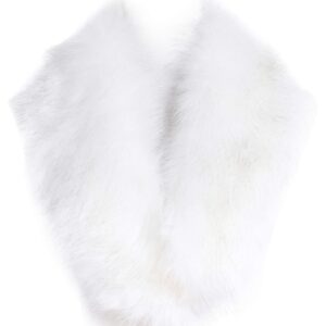 Soul Young Faux Fur Collar Women's Neck Warmer Scarf Wrap,White With Tips,One Size