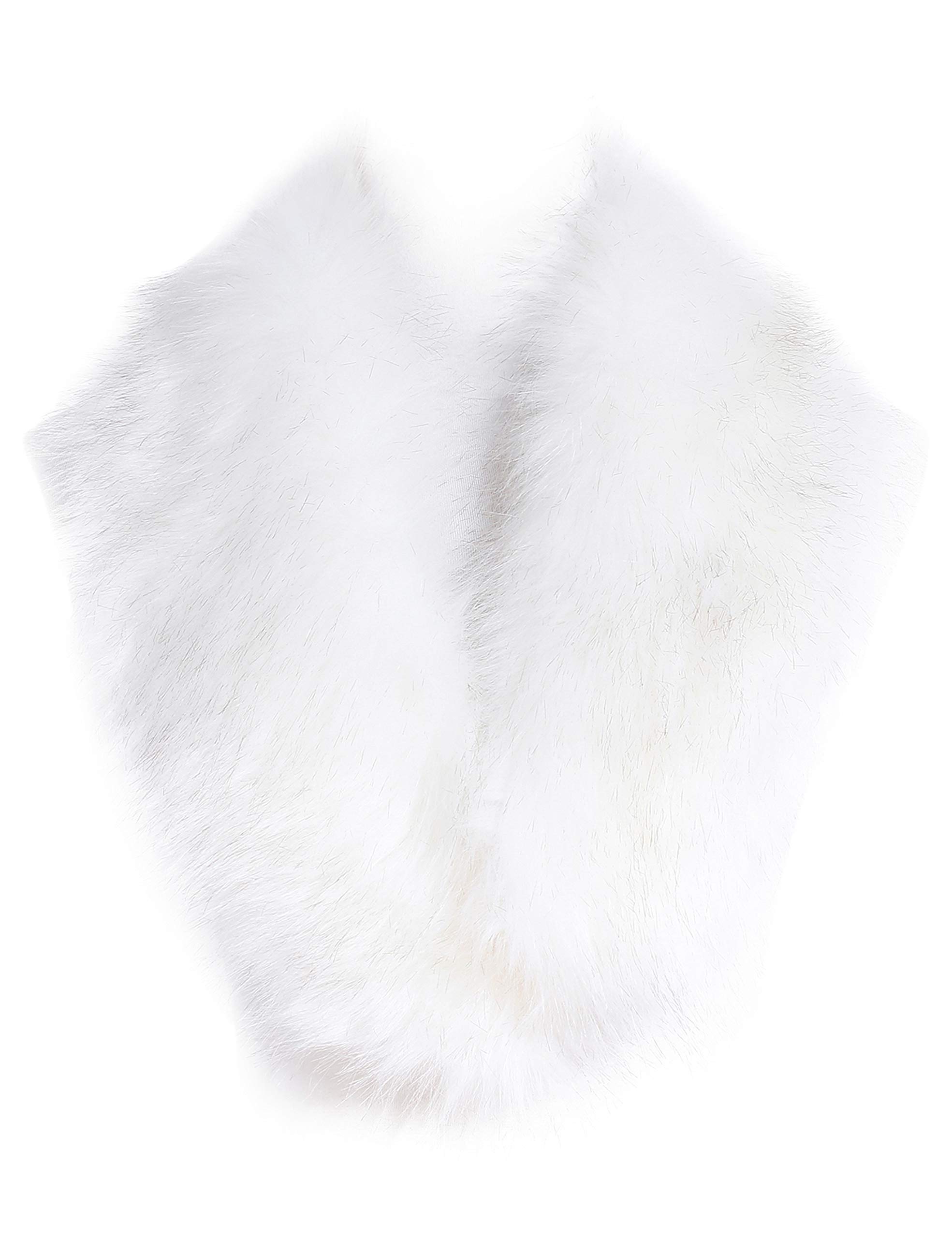 Soul Young Faux Fur Collar Women's Neck Warmer Scarf Wrap,White With Tips,One Size