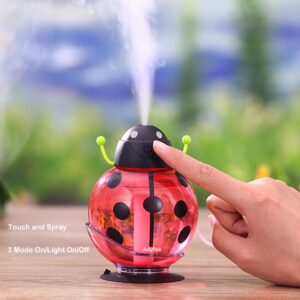 Julyfox Portable Cool Mist Humidifier 260ml Aroma Essential USB Powered Beatles Unique Outlook(Red)