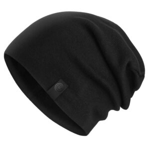 warm slouchy beanie hat - deliciously soft daily beanie in fine knit black one size