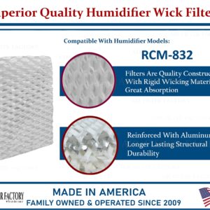 Air Filter Factory Replacement For ReliOn RCM-832 Humidifier Wick Filters 2-Pack