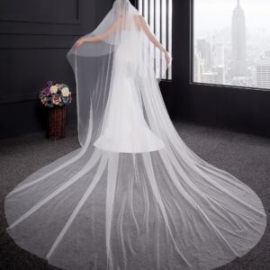 EllieHouse Women's 2 Tier Simple Ivory Wedding Bridal Veil With Metal Comb L11IV