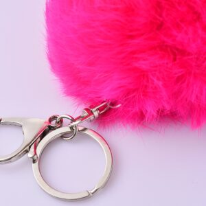 Cityelf Cute Faux Rabbit Fur Ball Pom Pom Keychain Car Key Ring Handbag Tote Bag Pendant Purse Charm (Rose)