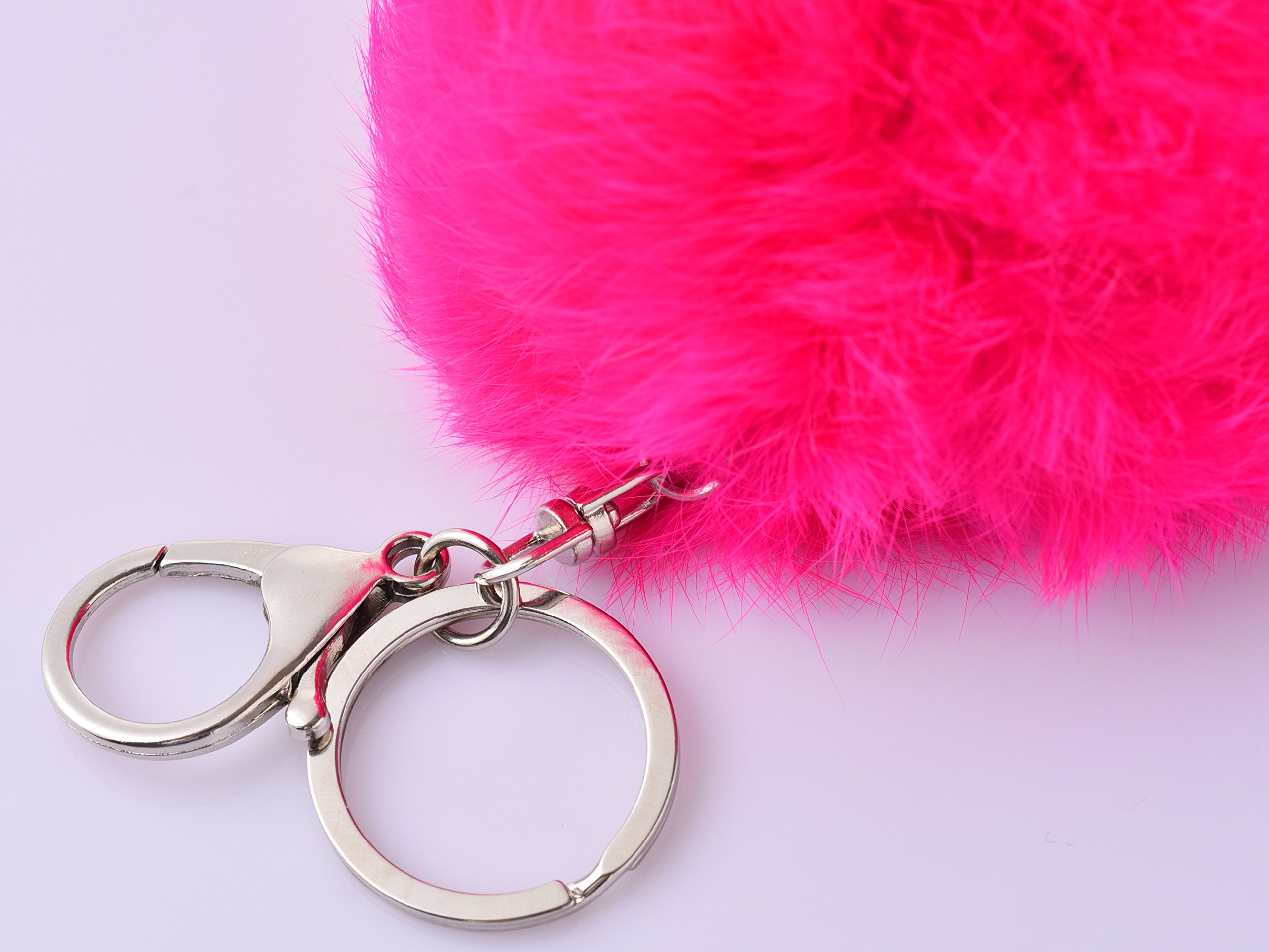 Cityelf Cute Faux Rabbit Fur Ball Pom Pom Keychain Car Key Ring Handbag Tote Bag Pendant Purse Charm (Rose)