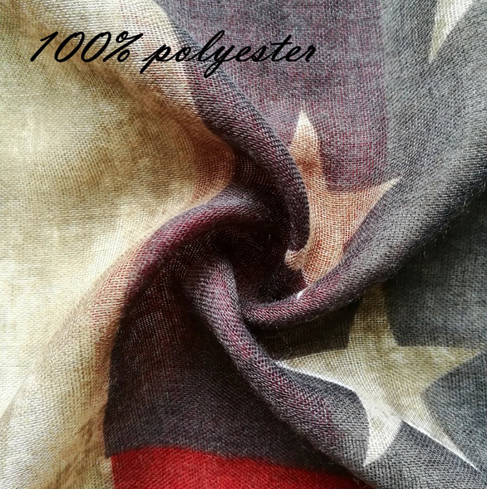 LRRH Vintage American Flag Scarf,Unisex Fashion Premium Patriotic,Red,Khaki and Blue American Flag Infinity Shawl Scarf (Khaki)