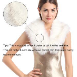 Soul Young Faux Fur Collar Women's Neck Warmer Scarf Wrap,White With Tips,One Size