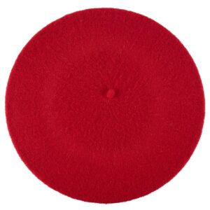 Hat To Socks Wool Blend French Beret for Men and Women in Plain Colours (Red)