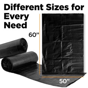 ToughBag 64-65 Gallon Industrial Trash Bags, 50 x 60” Large Black Garbage Bags (50 COUNT) – 60 Gallon Trash Bags, Outdoor Garbage Can Liner for Custodians, Landscapers, Contractors - Made In USA