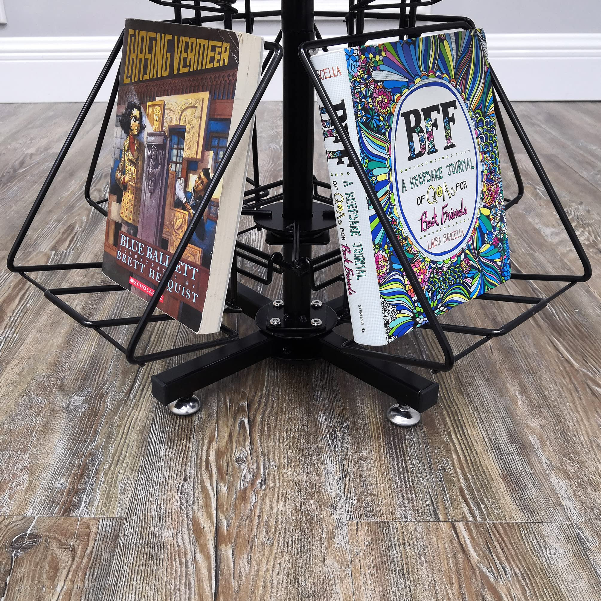 FixtureDisplays® DVD Book CD Spinner Rack Post Card Greeting Card Birthday Card Display.Pocket Size: 6.54"Wide X 7.5"High, 8 Pockets. 1113-BK28