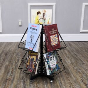 FixtureDisplays® DVD Book CD Spinner Rack Post Card Greeting Card Birthday Card Display.Pocket Size: 6.54"Wide X 7.5"High, 8 Pockets. 1113-BK28