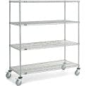 Nexel Chrome Wire Shelf Truck, 60" W x 24" D x 69" H 1200 Lb. Capacity