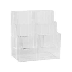 Dazzling Displays Acrylic Stand 3 Tier, 6 Pocket Fits 4 by 9 Material, Trifold Brochure Holder, Countertop Clear Display, Organizer Tray, Rack for Pamphlet, Letters, Folders, Document, Sign, Cards (1)