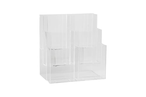 Dazzling Displays Acrylic Stand 3 Tier, 6 Pocket Fits 4 by 9 Material, Trifold Brochure Holder, Countertop Clear Display, Organizer Tray, Rack for Pamphlet, Letters, Folders, Document, Sign, Cards (1)