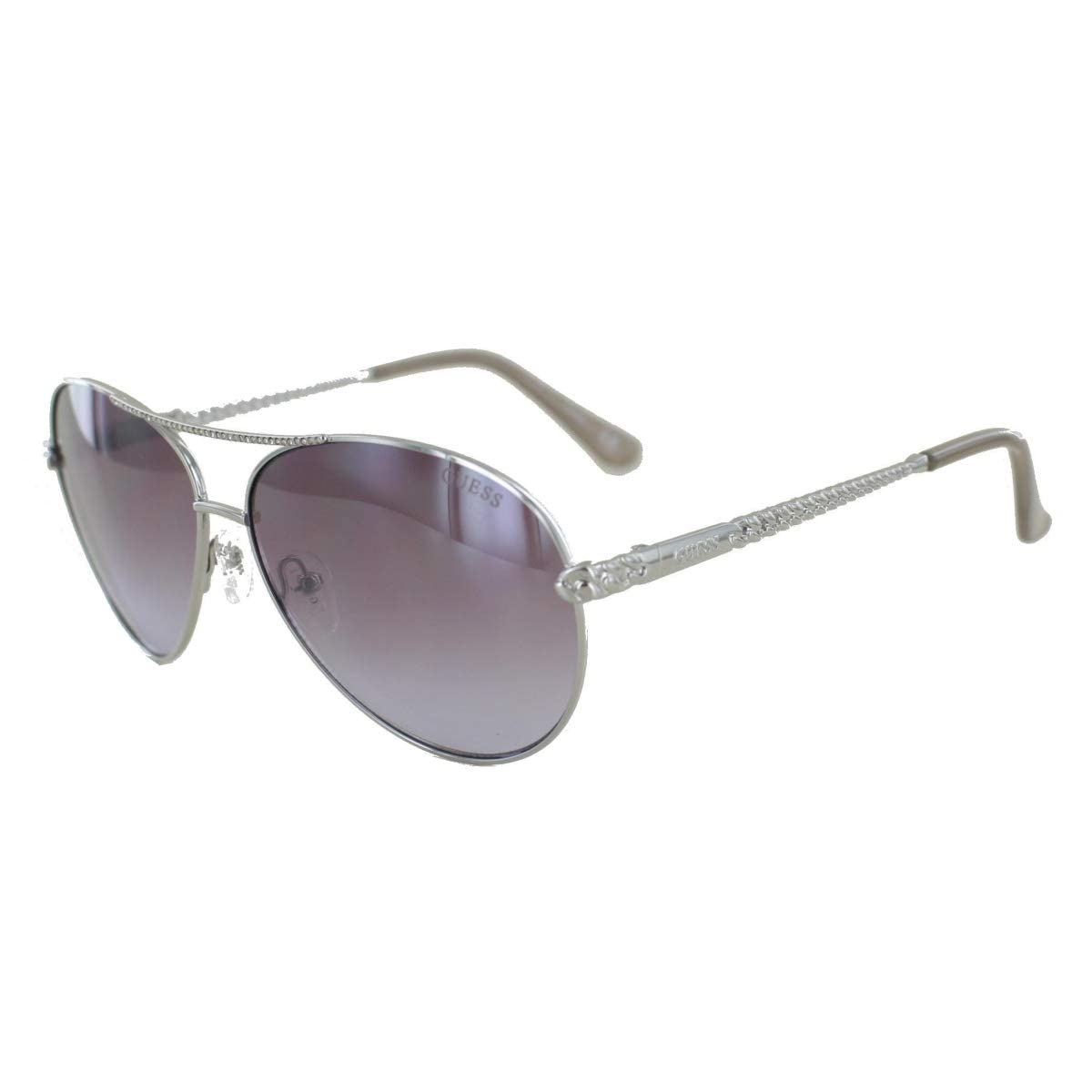 GUESS Women's Gu7470-s Aviator Sunglasses, Shiny Light nickeltin & Gradient, 60 mm