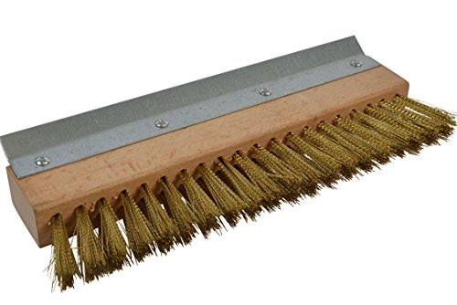 Janico 4004 Bristles Pizza Oven Stone Brush, Includes Rust Proof Steel Scraper, Stiff Brass Wire, Brown