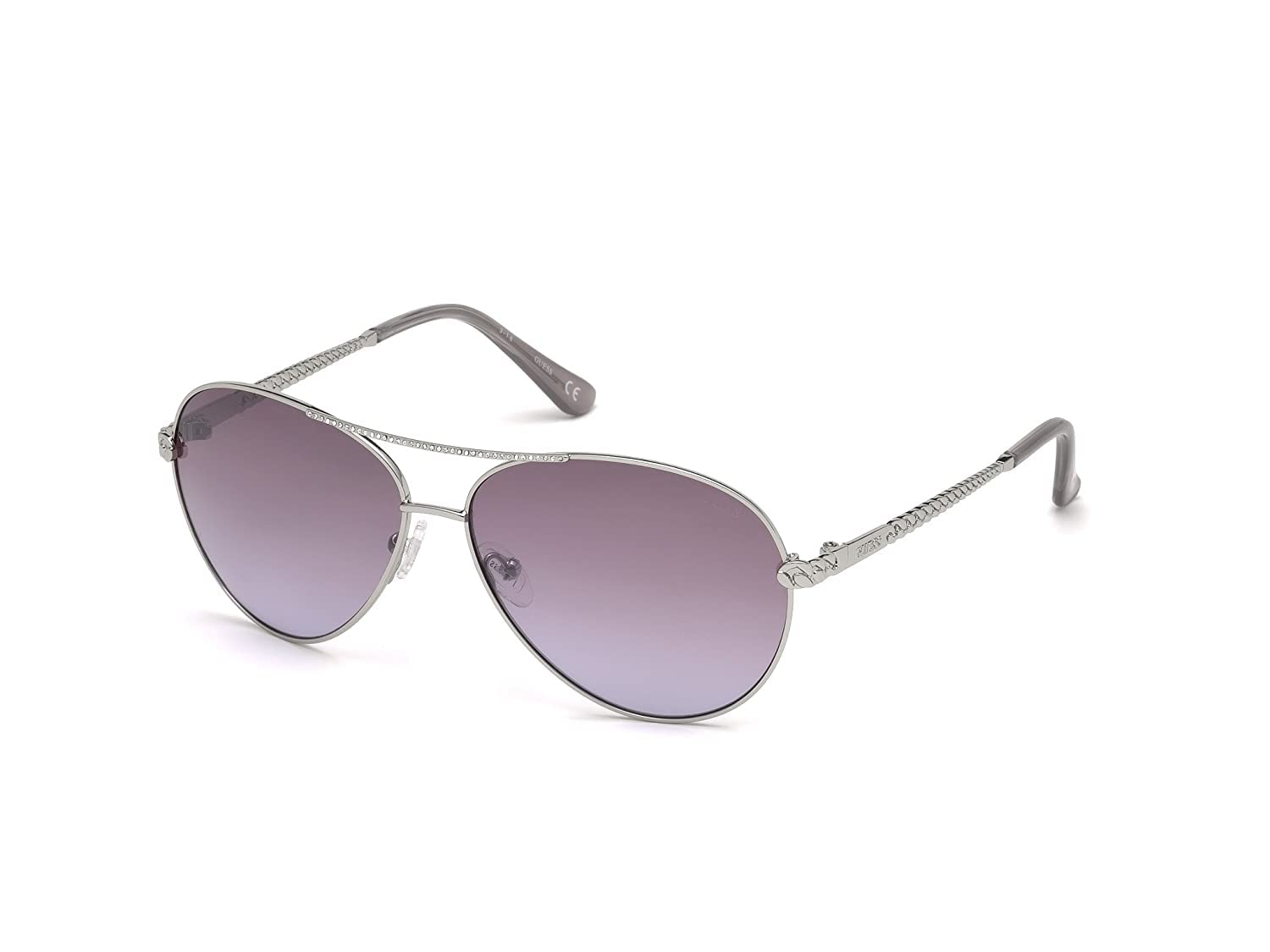 GUESS Women's Gu7470-s Aviator Sunglasses, Shiny Light nickeltin & Gradient, 60 mm