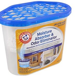 Arm & Hammer Moisture Absorber & Odor Eliminator 14oz Tub, 3 Pack - Eliminates Musty Odors & Freshens Air for Closets, Laundry rooms, Mud Rooms, white