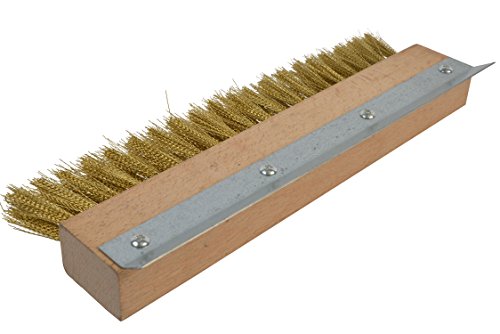 Janico 4004 Bristles Pizza Oven Stone Brush, Includes Rust Proof Steel Scraper, Stiff Brass Wire, Brown