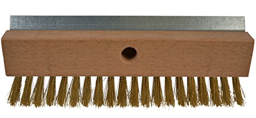 Janico 4004 Bristles Pizza Oven Stone Brush, Includes Rust Proof Steel Scraper, Stiff Brass Wire, Brown