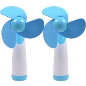 ogrmar mini handheld fan personal fan battery soft foam blades powered for home and travel 2pc blue (2)