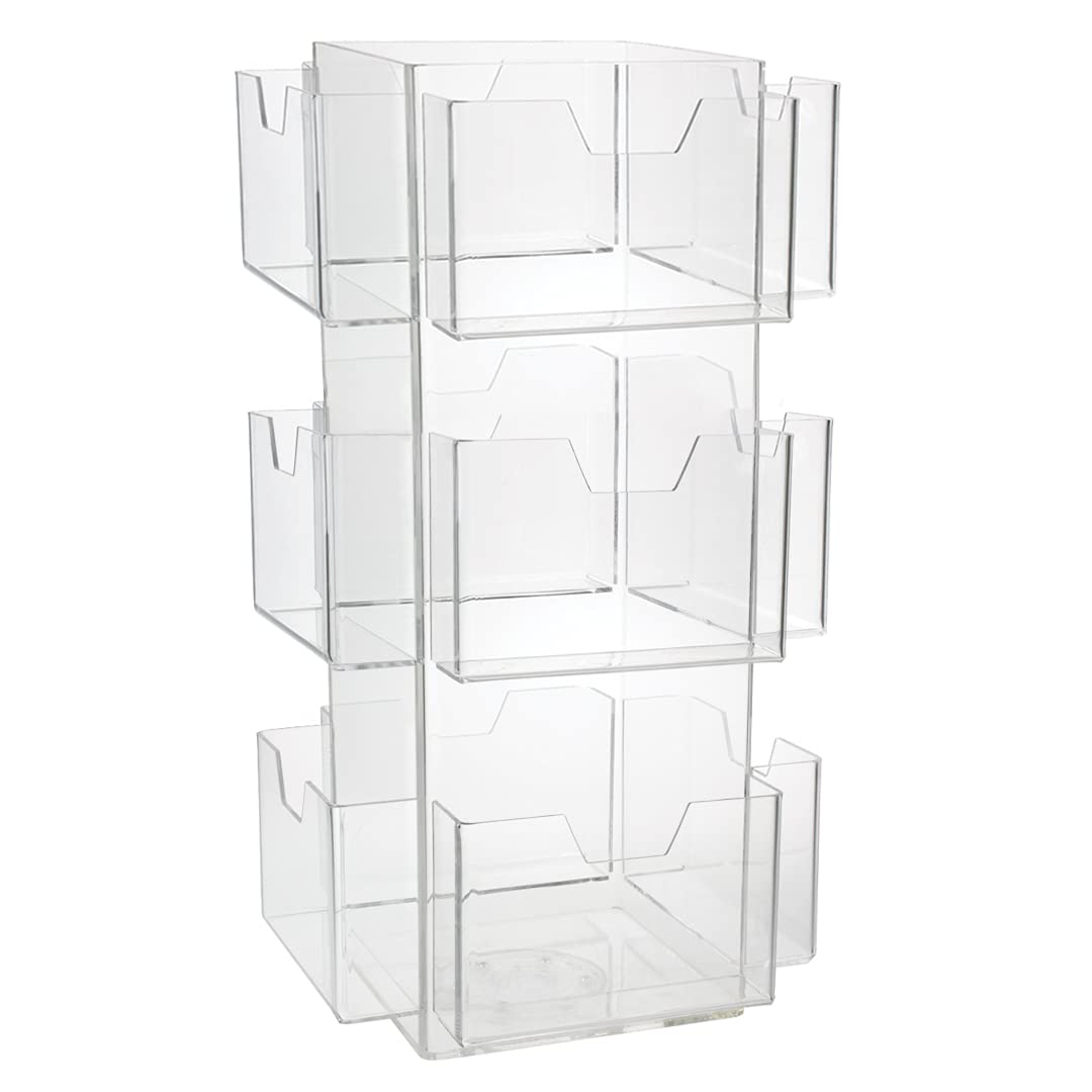 SOURCEONE.ORG Clear Acrylic 12 Pocket Rotating Greeting Cards Display, Holds 7" x 5" Cards