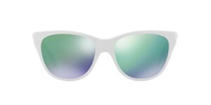 oakley women's oo9357 hold out cateye sunglasses, polished white/jade iridium, 55 mm