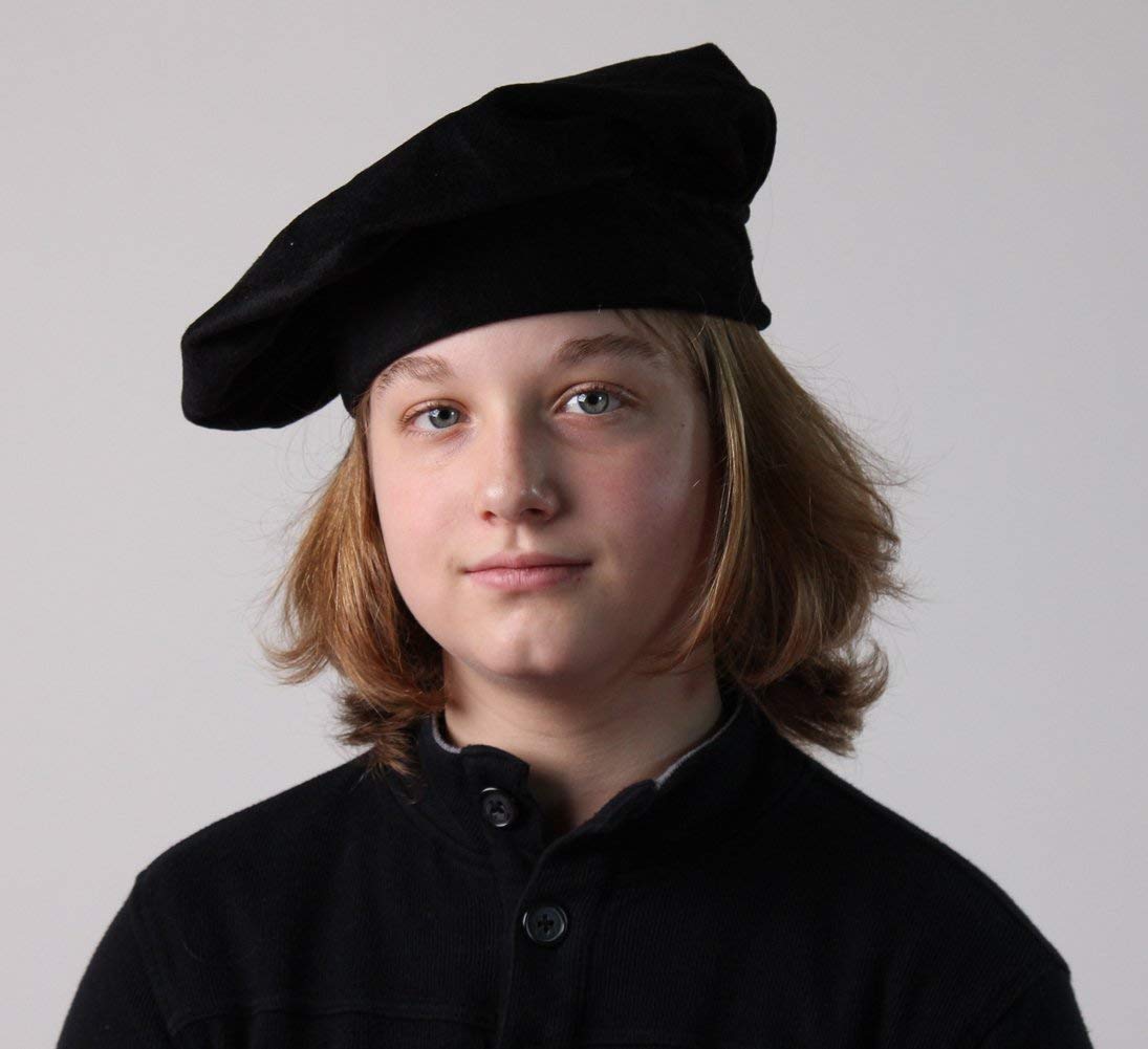 Making Believe Renaissance Black Beret for Men - Costume Accessory - Peasant Style - Military Costume Hats for Men - Adult 23-24" Circumference